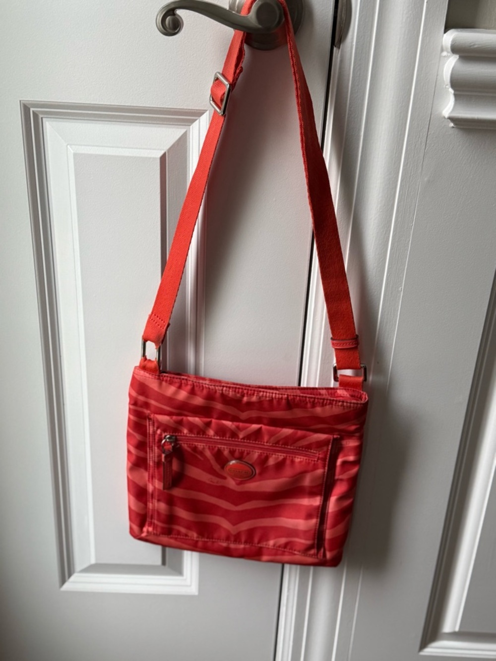 Coach Devin Zebra Pattern Nylon Crossbody Bag F77541 - Picture 7 of 13